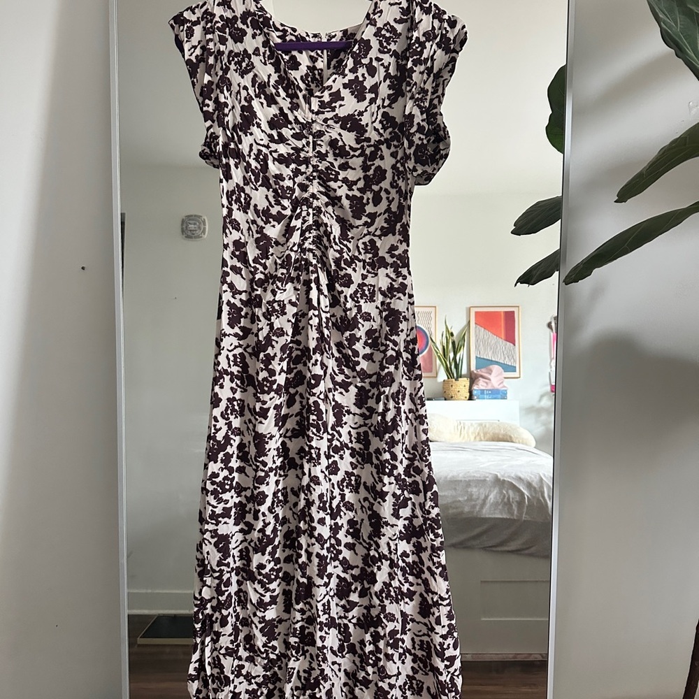Madewell Ruched Flutter Sleeve Midi Dress size 6 - Picture 3 of 8